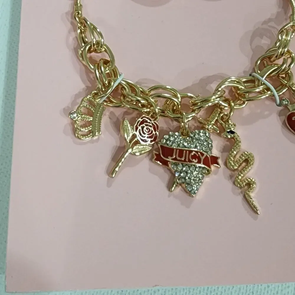Juicy Couture charm roses‎ snake heart bracelet new!!